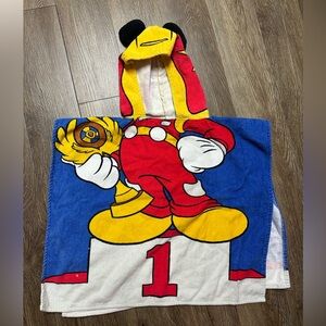 Disney Mickey Mouse Kids Hooded Towel Poncho with Trophy Design